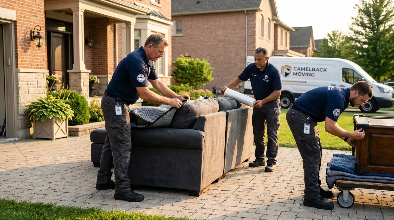 Large estate moving crew wrapping furniture in New Castle, KY